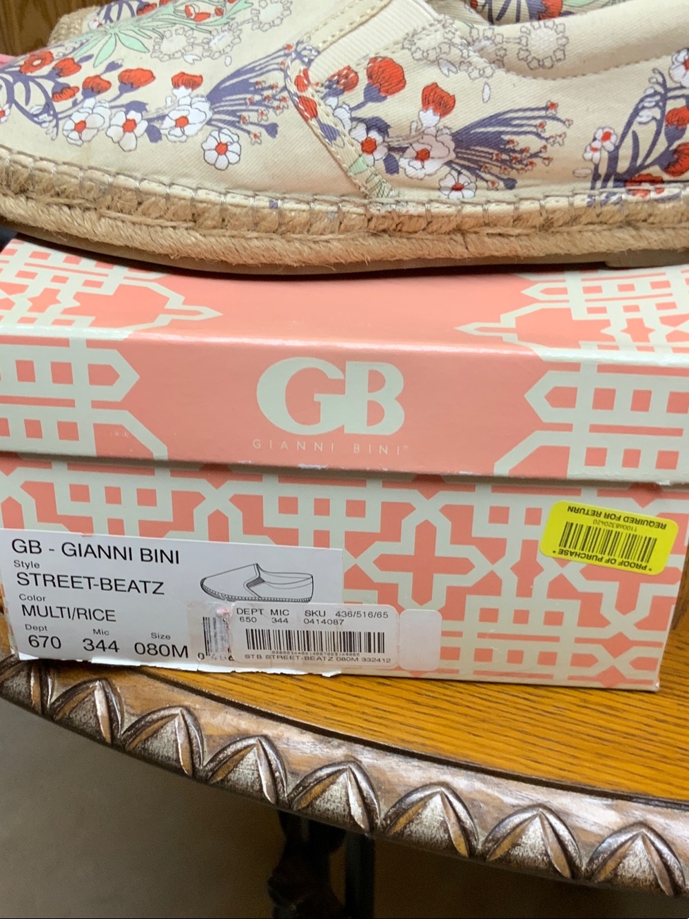 Gianni Bini floral Canvas Slip-On Espadrilles in Cream, Mint & Coral - Picture 5 of 5